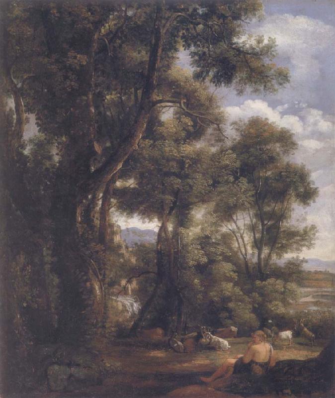 John Constable Landscape with goatherd and goats after Claude 1823 oil painting image